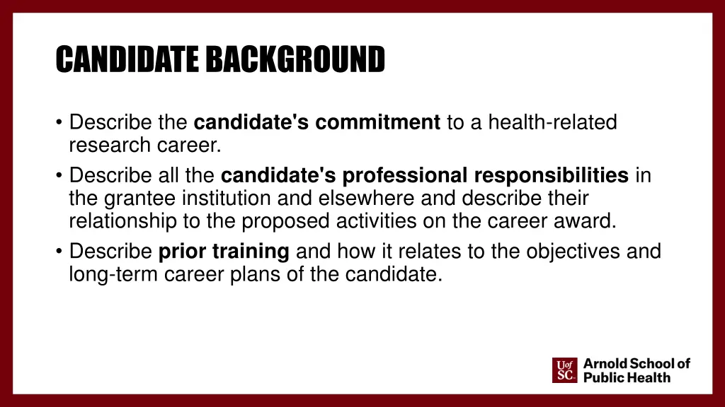 candidate background