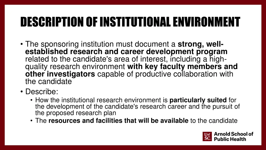 description of institutional environment