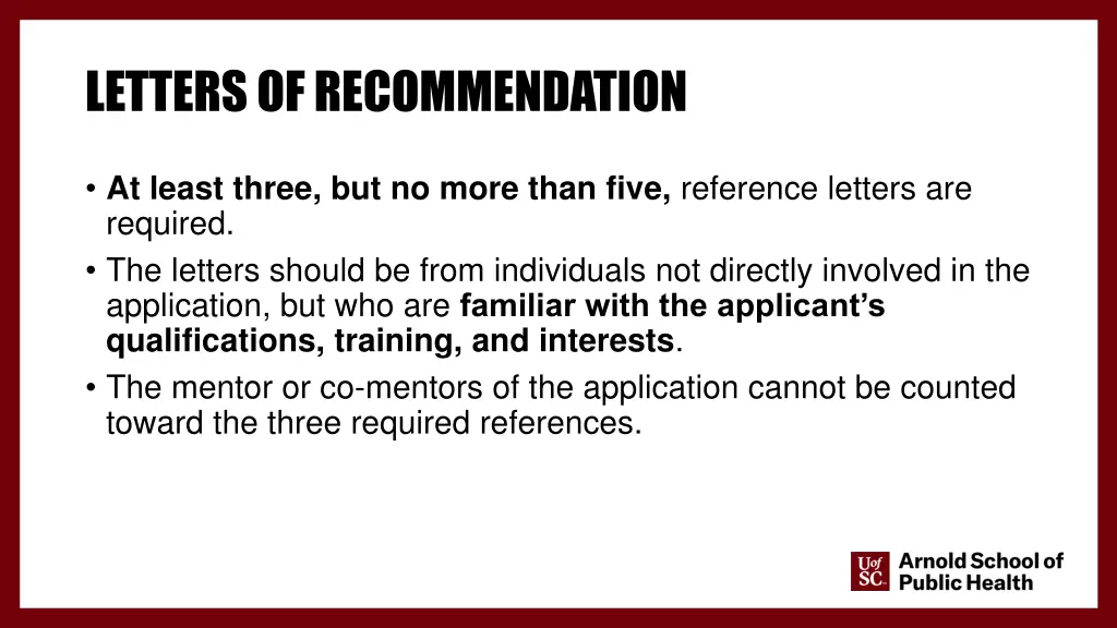 letters of recommendation