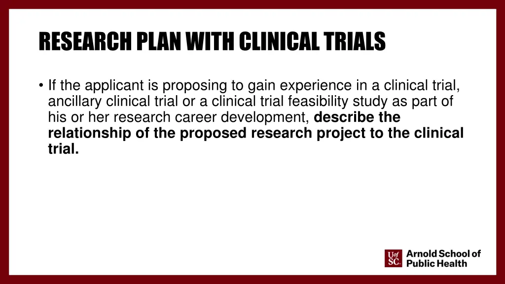 research plan with clinical trials