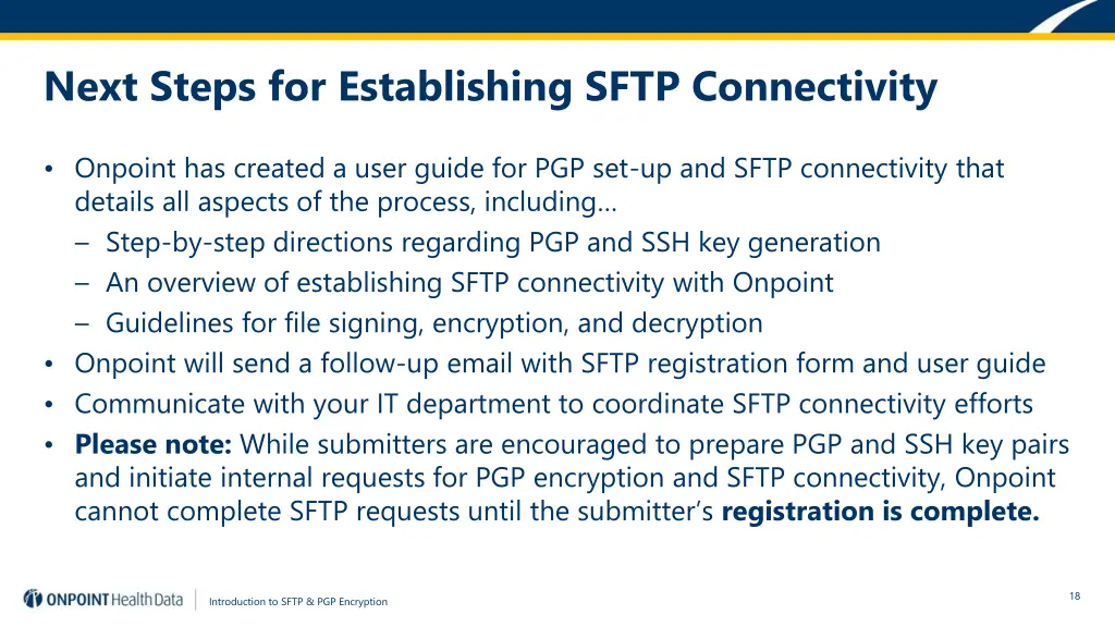 next steps for establishing sftp connectivity