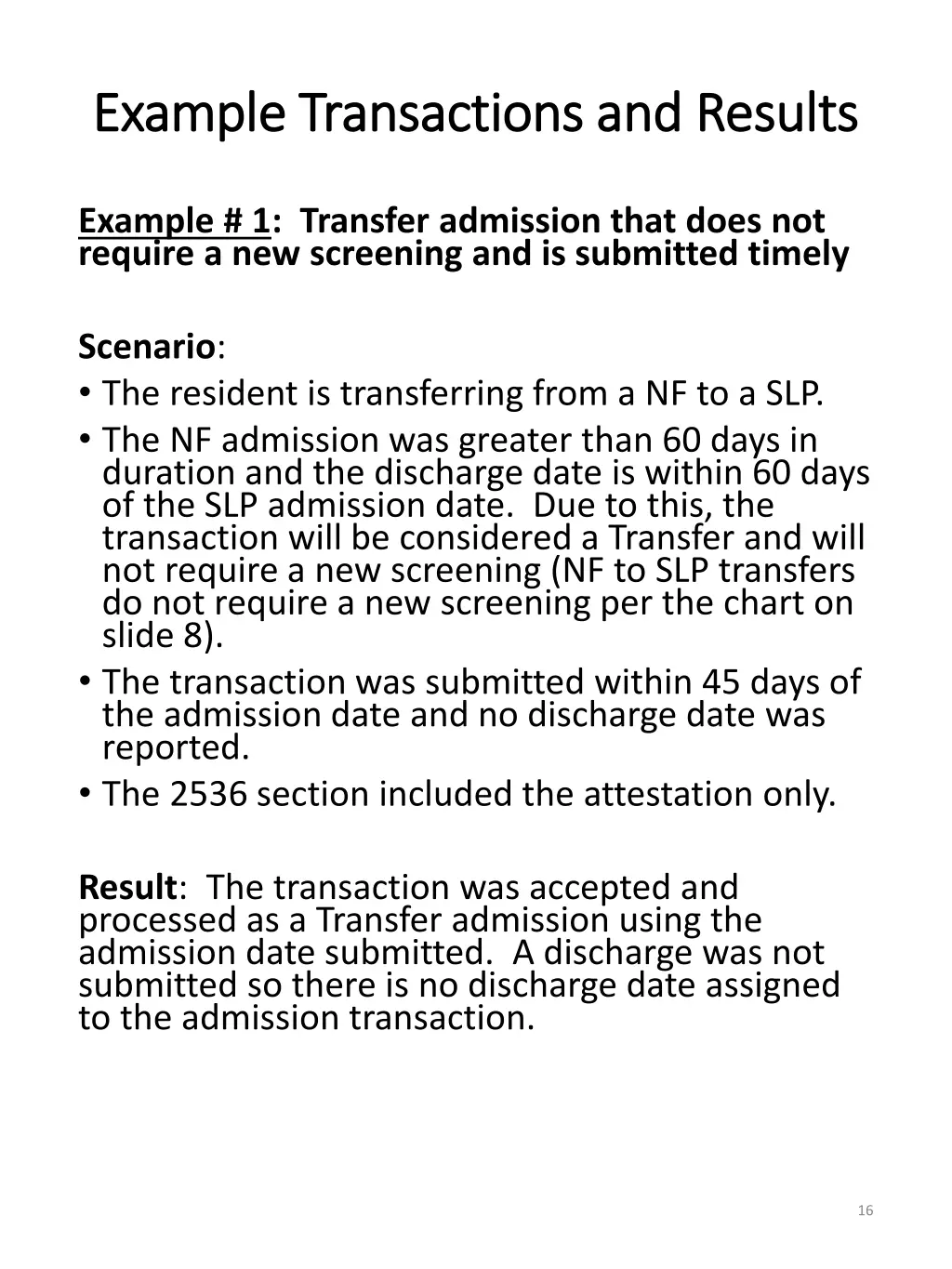 example transactions and results example