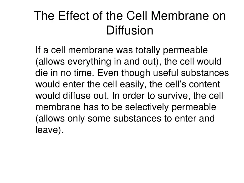 the effect of the cell membrane on diffusion