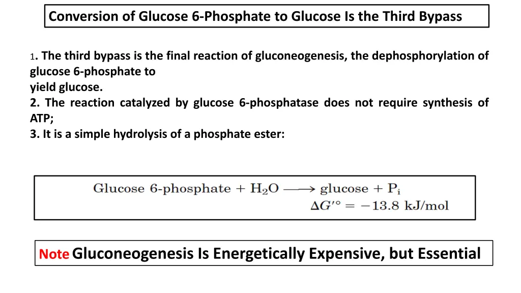 conversion of glucose 6 phosphate to glucose