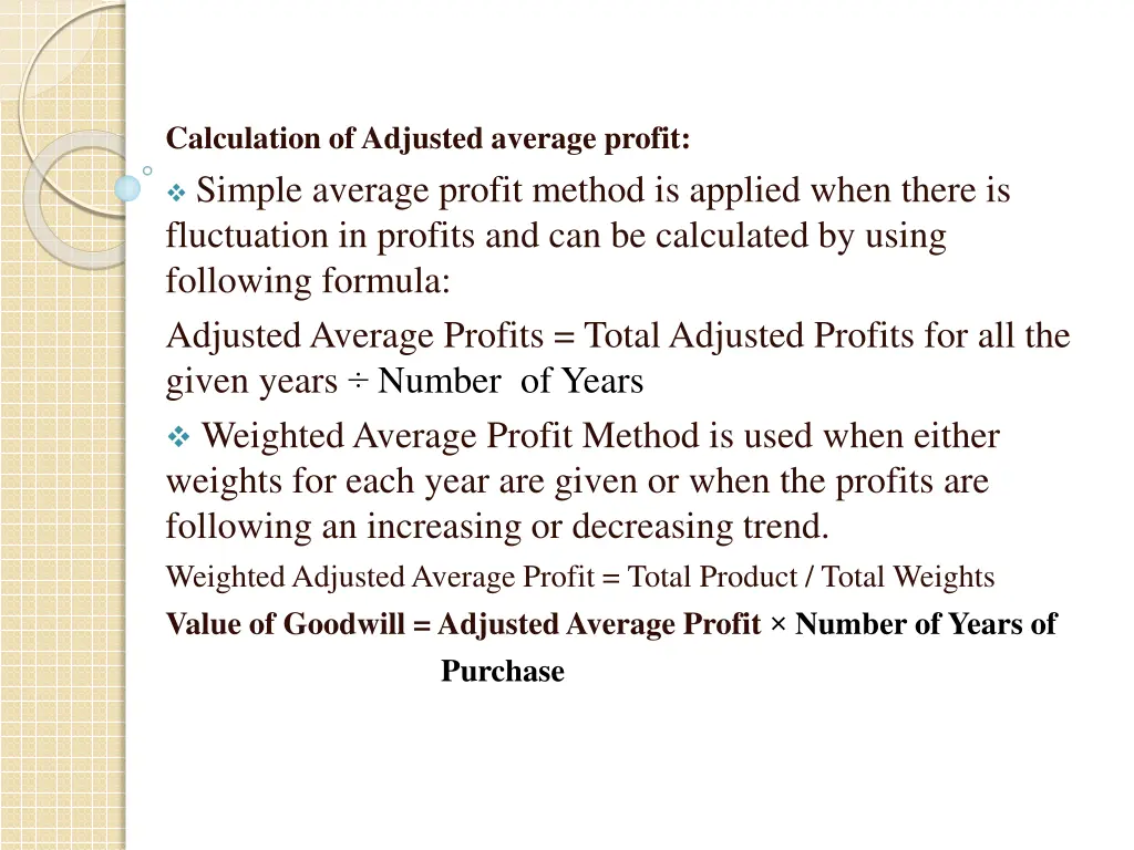 calculation of adjusted average profit simple