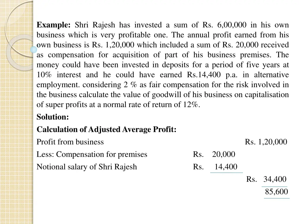 example shri rajesh has invested