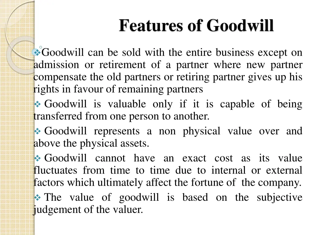 features of goodwill