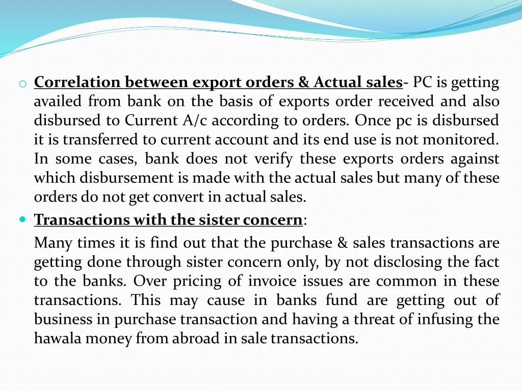 o correlation between export orders actual sales