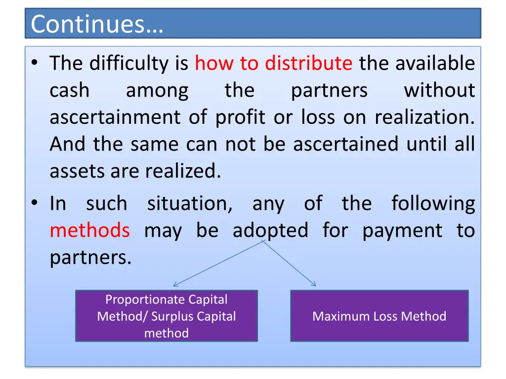 continues the difficulty is how to distribute