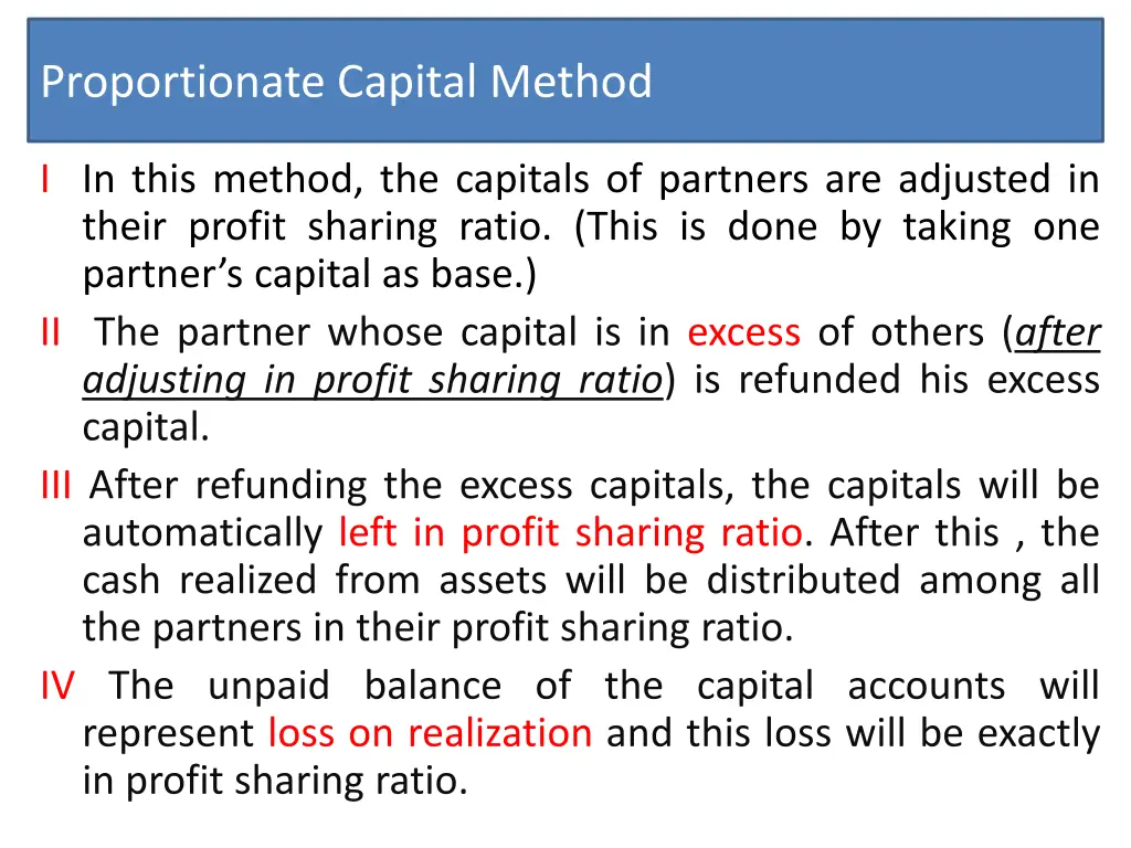 proportionate capital method