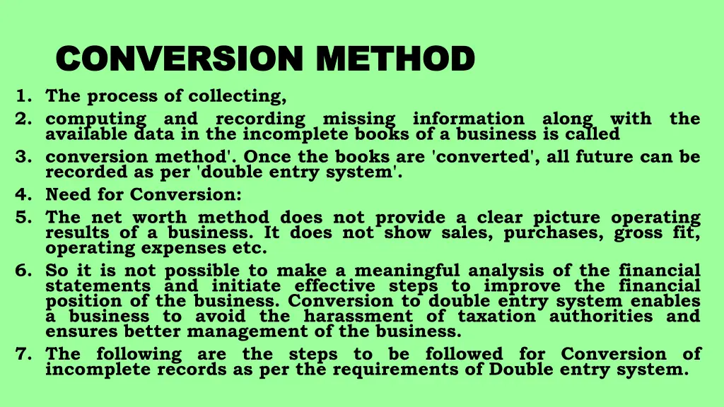 conversion method conversion method 1 the process