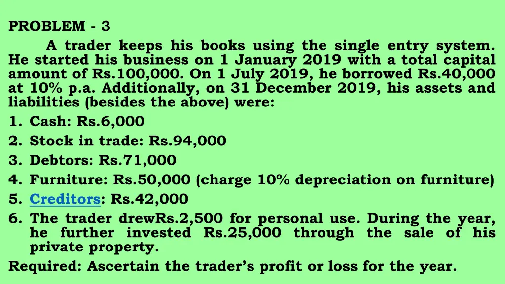 problem 3 a trader keeps his books using