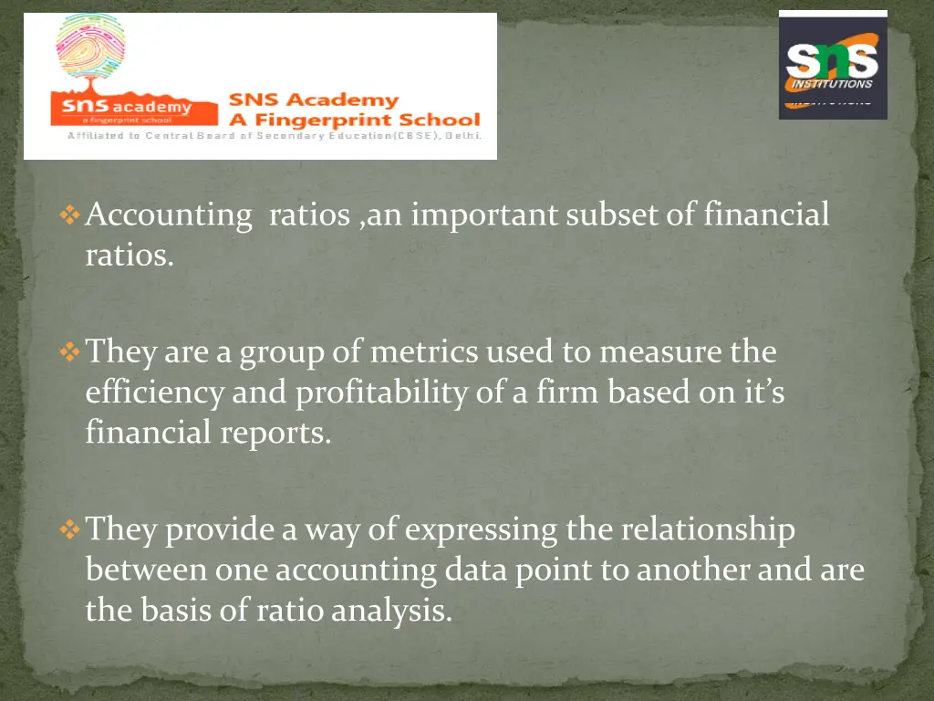 accounting ratios an important subset