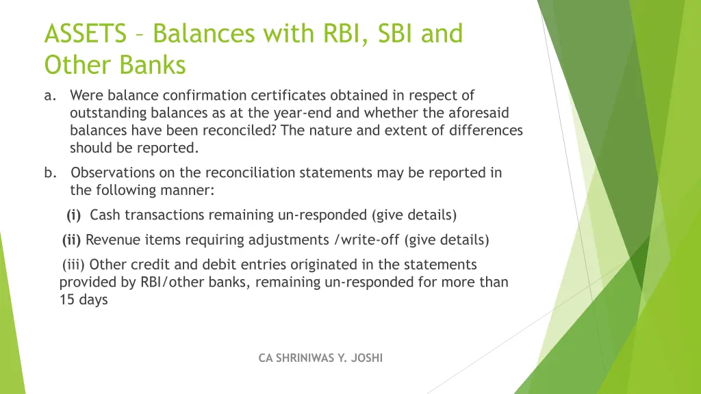 assets balances with rbi sbi and other banks