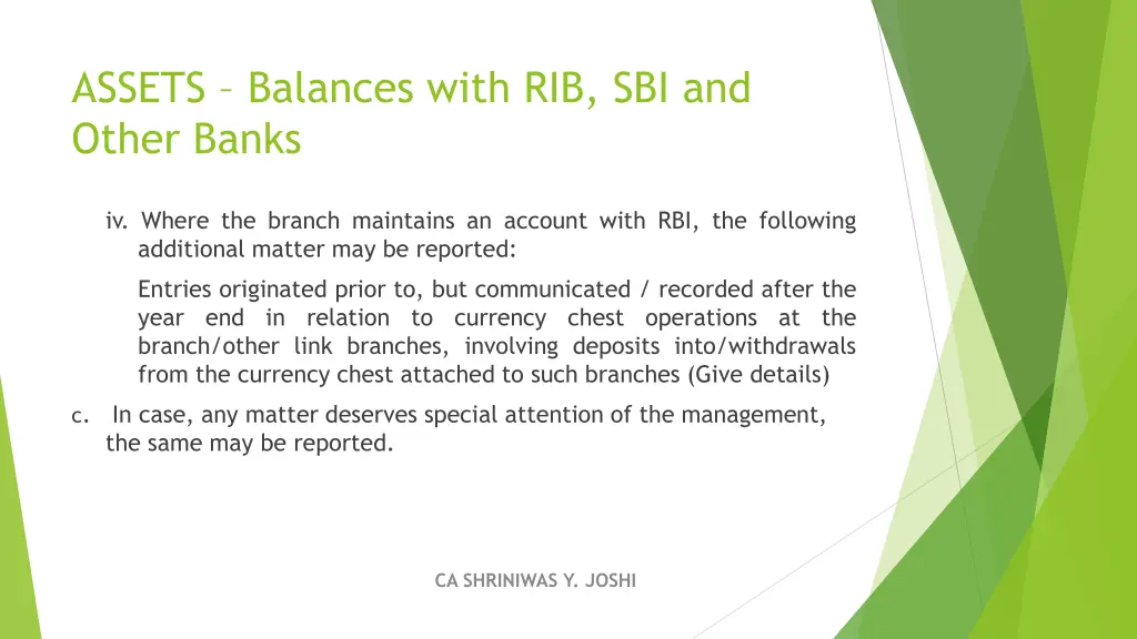 assets balances with rib sbi and other banks