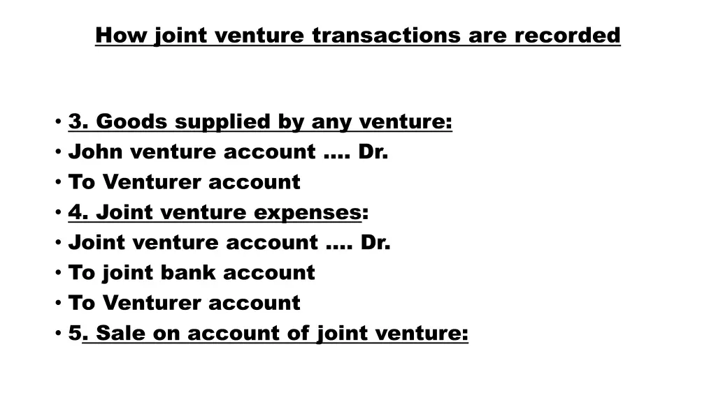 how joint venture transactions are recorded 1