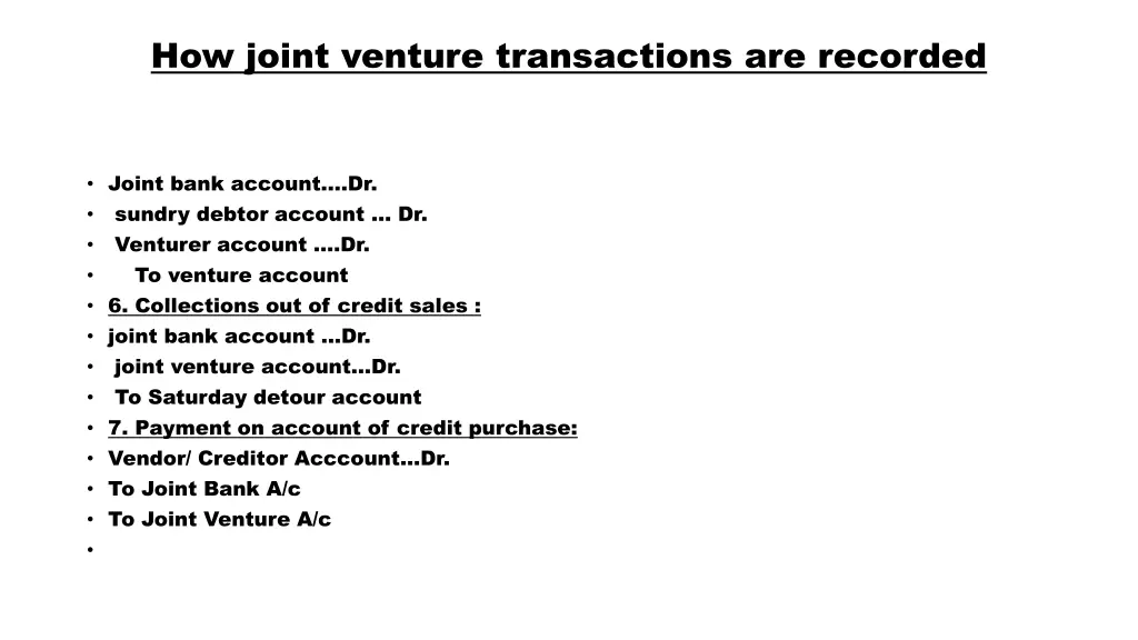 how joint venture transactions are recorded 2