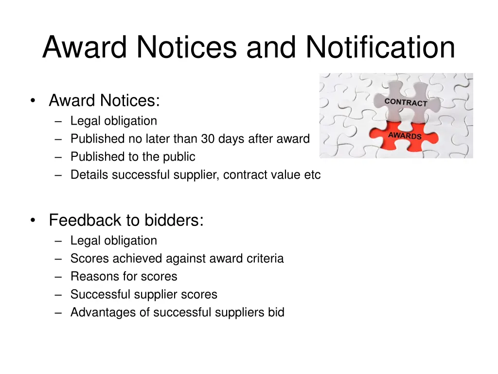 award notices and notification