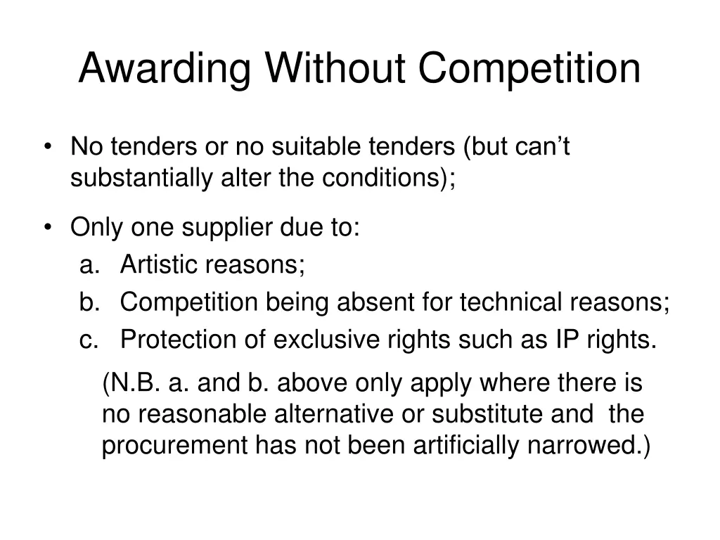 awarding without competition