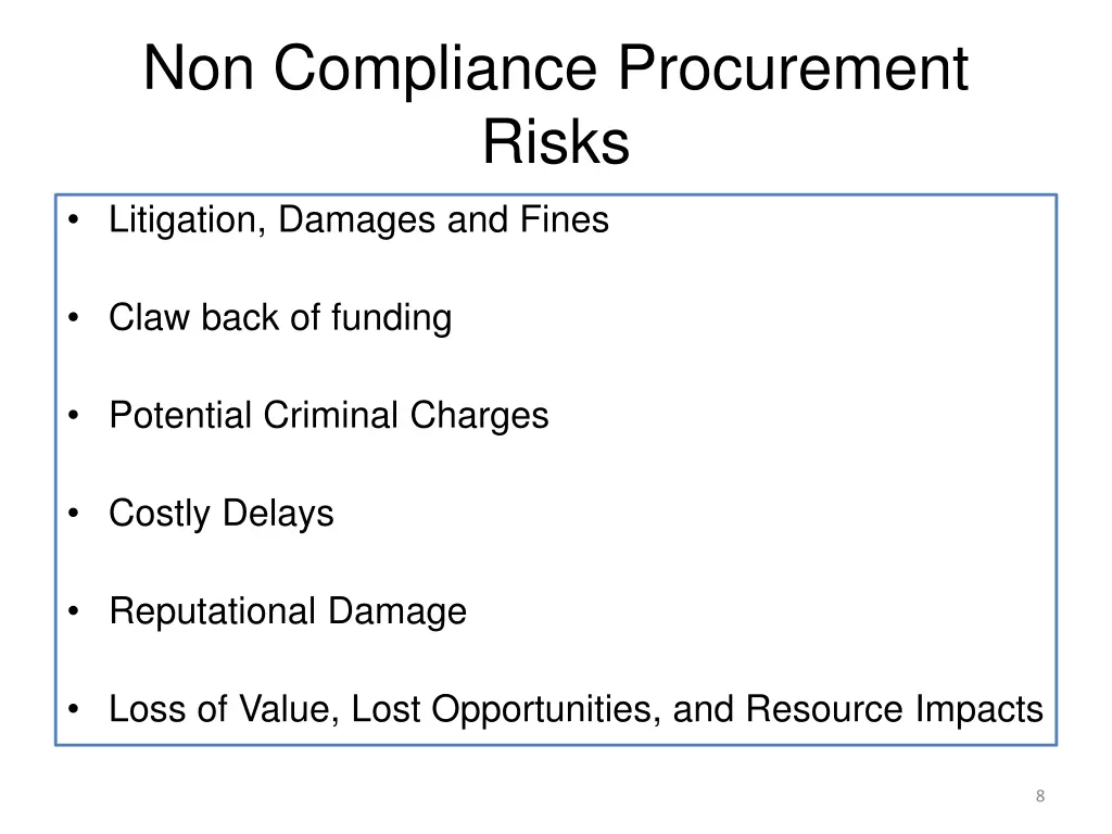 non compliance procurement risks