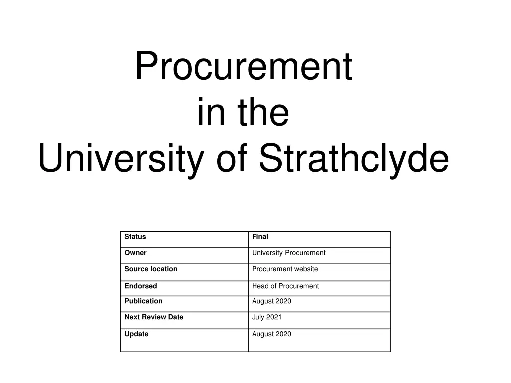 procurement in the university of strathclyde