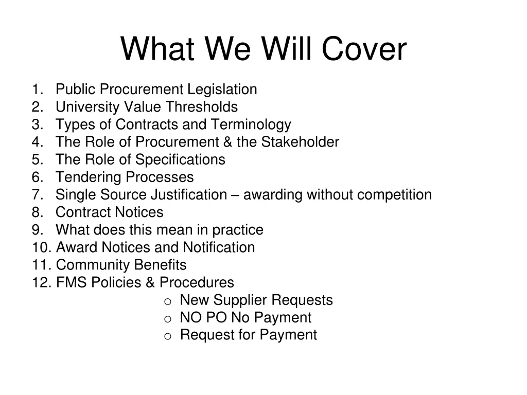 what we will cover