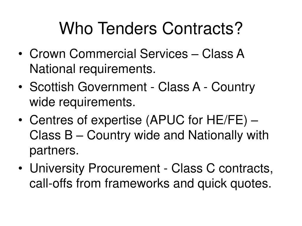 who tenders contracts