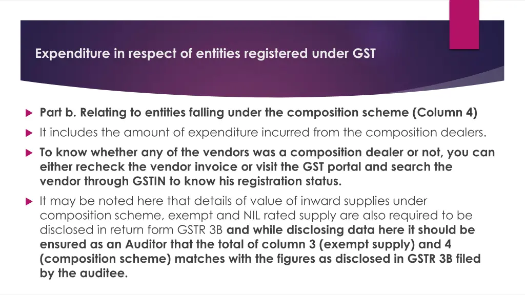 expenditure in respect of entities registered 1