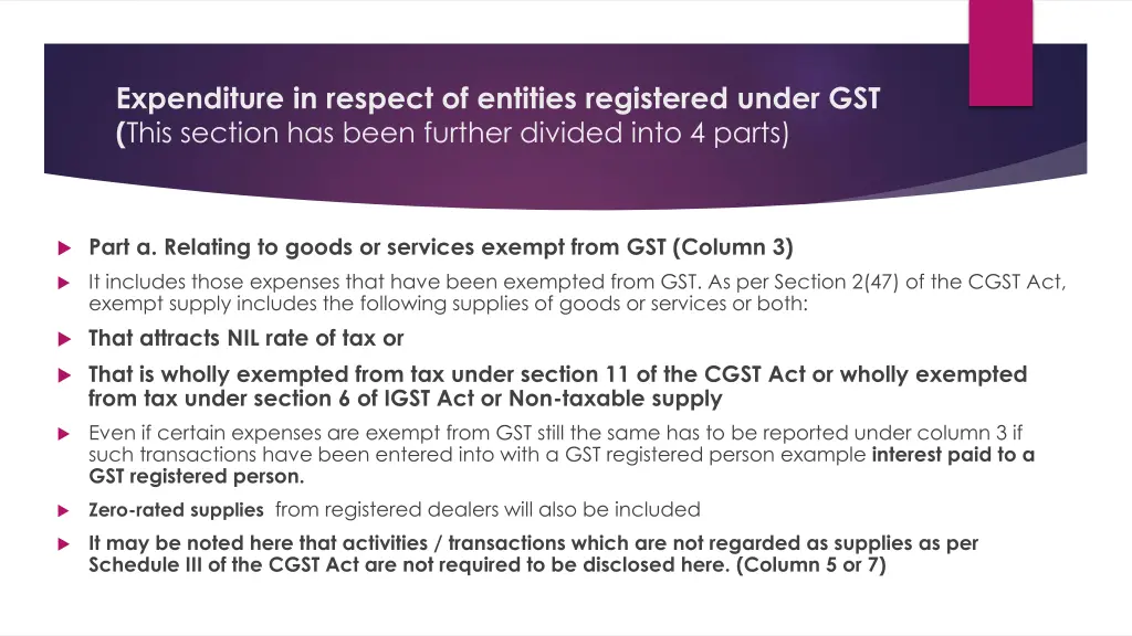 expenditure in respect of entities registered