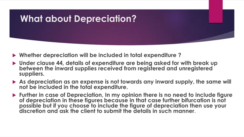 what about depreciation