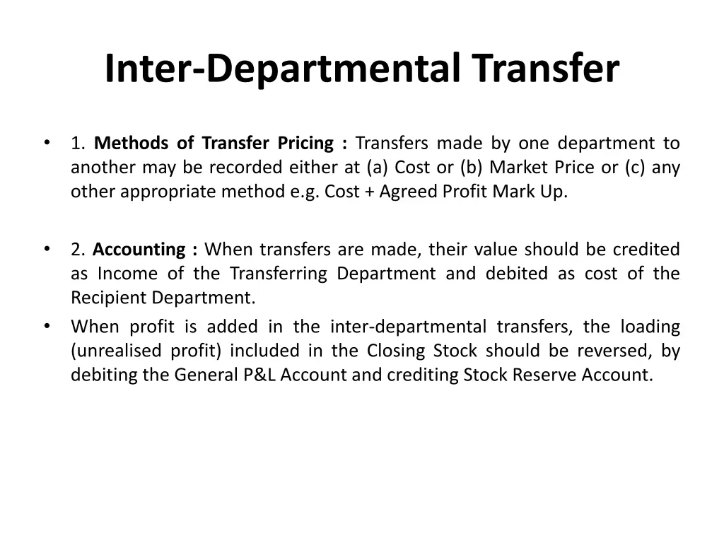 inter departmental transfer