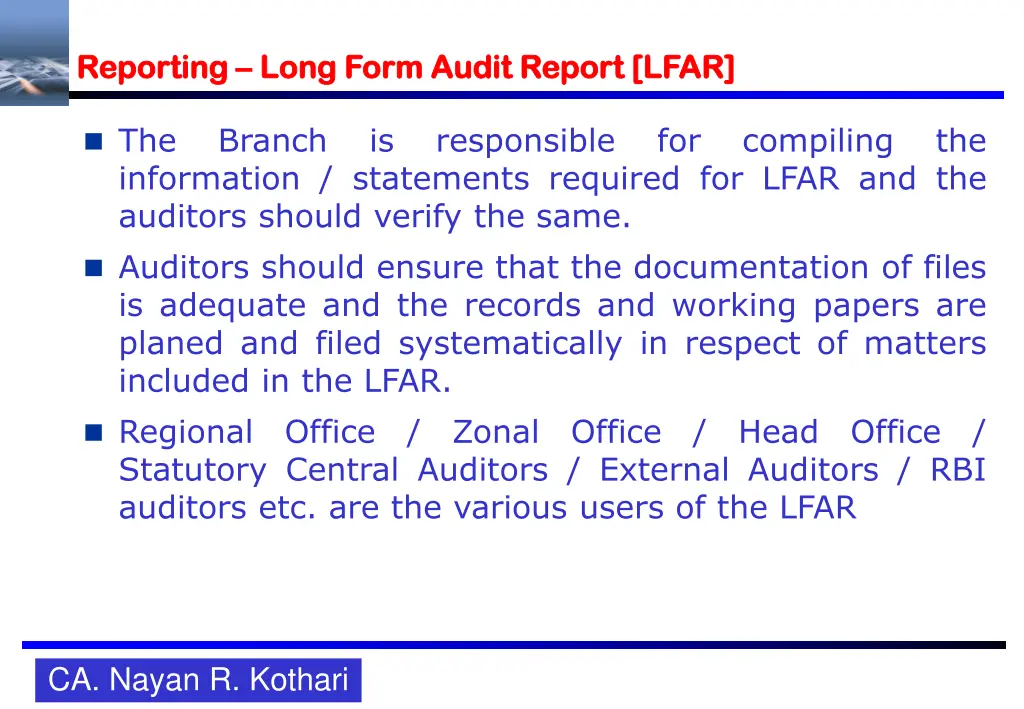 reporting reporting long form audit report lfar