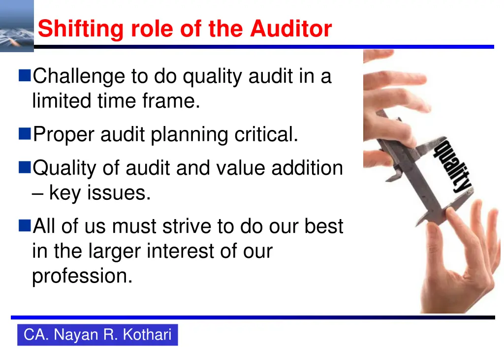 shifting role of the auditor