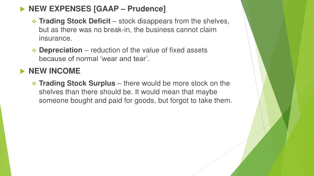 new expenses gaap prudence