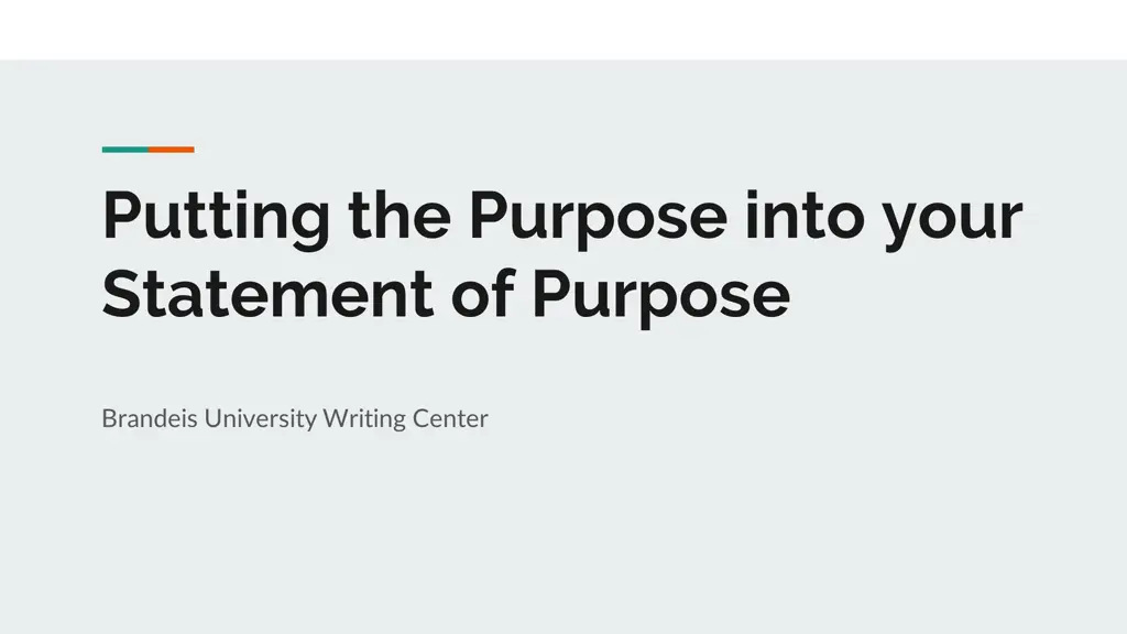 putting the purpose into your statement of purpose
