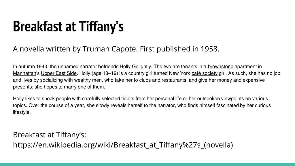 breakfast at tiffany s