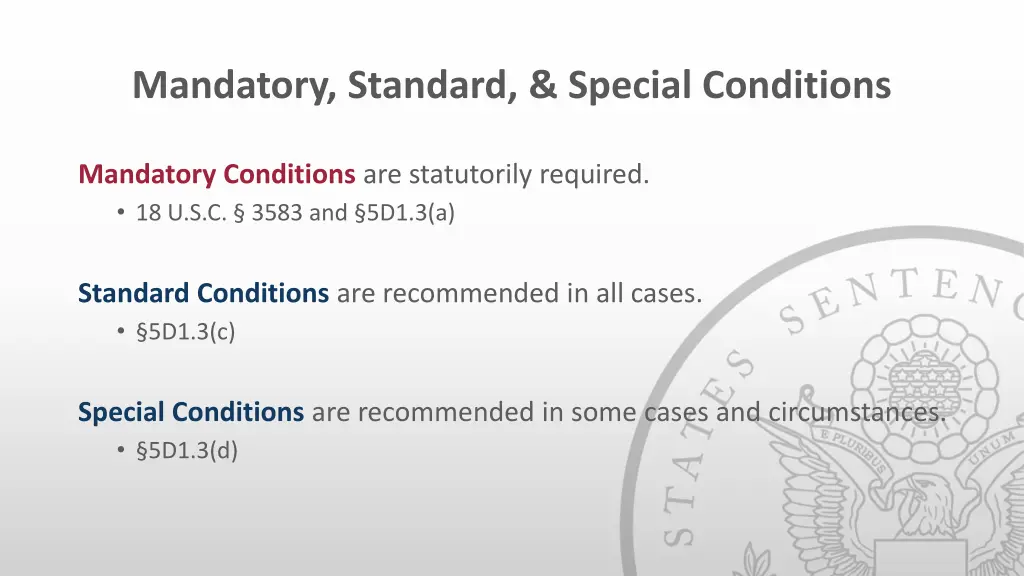 mandatory standard special conditions