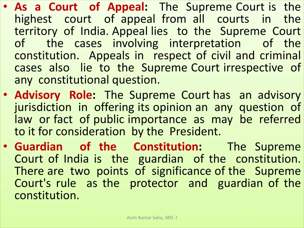 as a court of appeal the supreme court