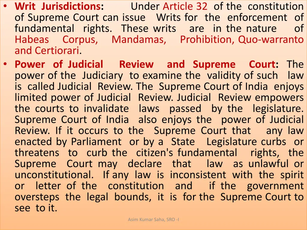 writ jurisdictions under article