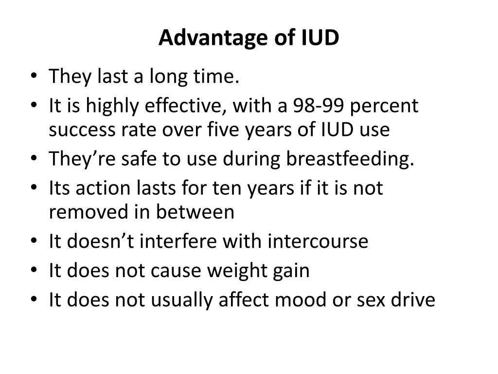 advantage of iud