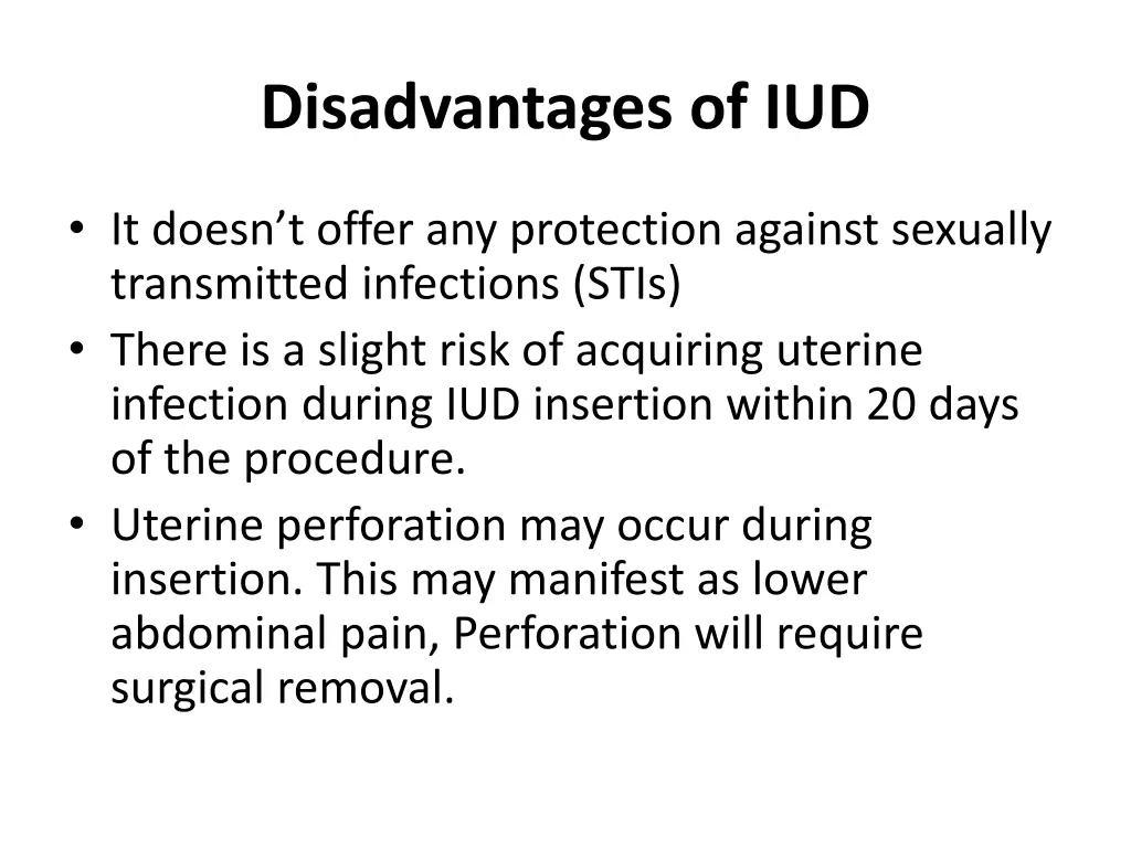 disadvantages of iud