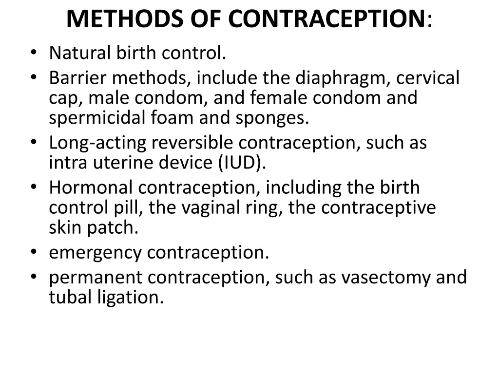 methods of contraception natural birth control