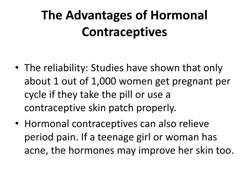 the advantages of hormonal contraceptives