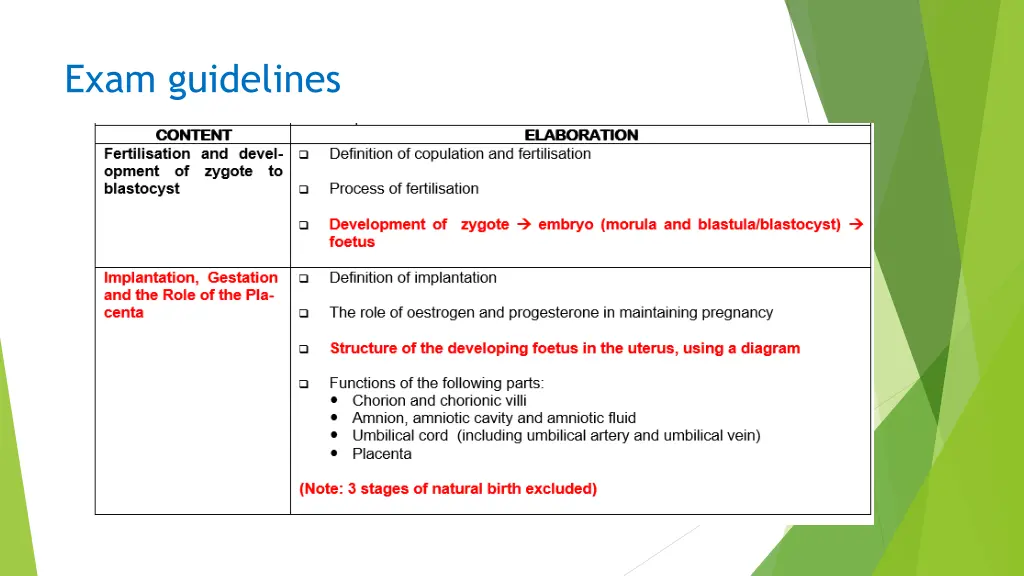 exam guidelines