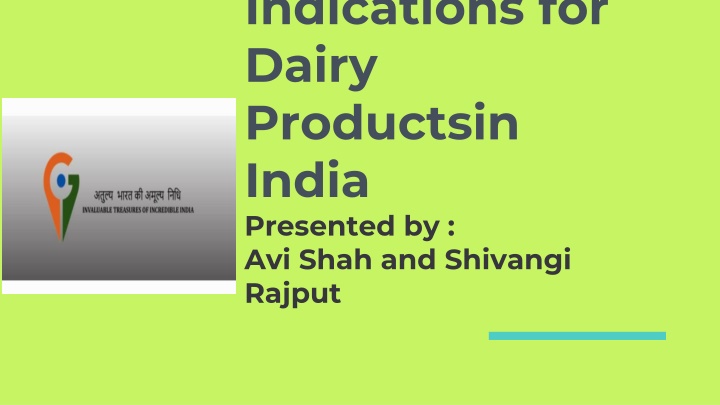 indications for dairy productsin india presented