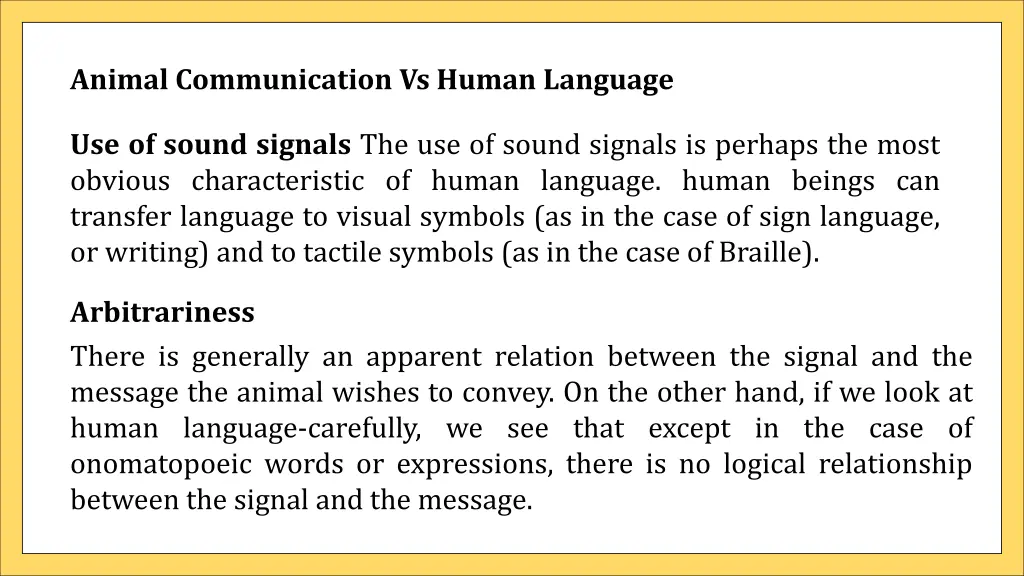 animal communication vs human language