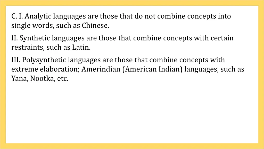 c i analytic languages are those that