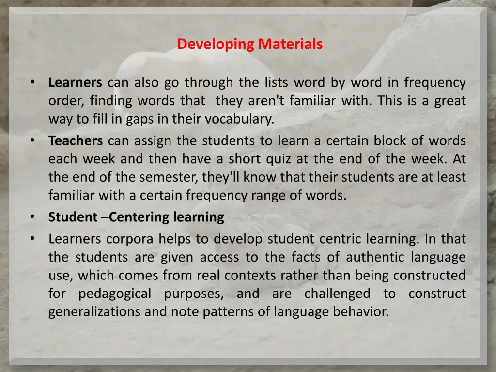 developing materials