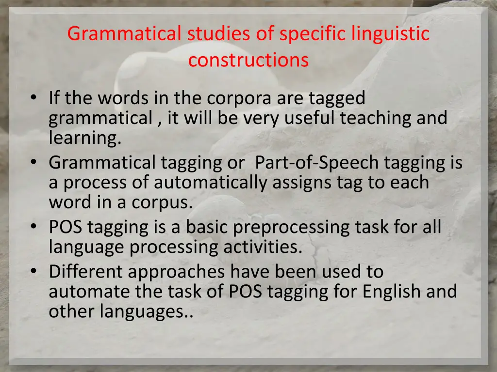 grammatical studies of specific linguistic