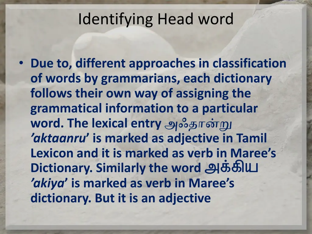 identifying head word